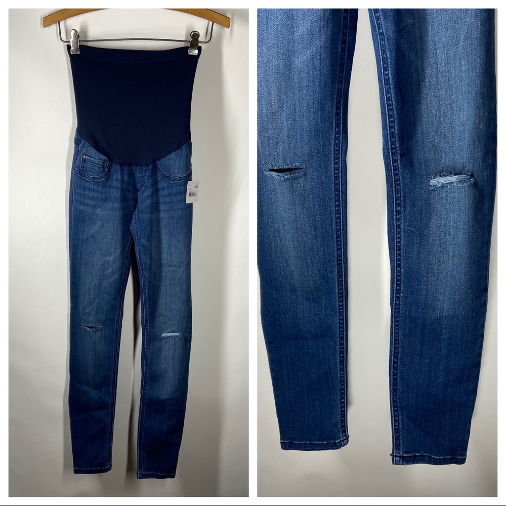 NEW Indigo Blue XS Extra Small A La Cheville Ankle Blue Denim Maternity Jeans